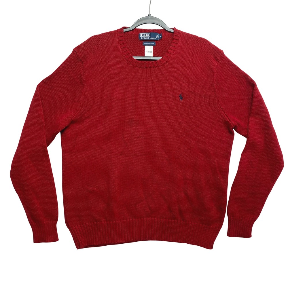 Polo Ralph Lauren Sweater Mens XL Red Pima Cotton Crew Neck Embroidered Pony